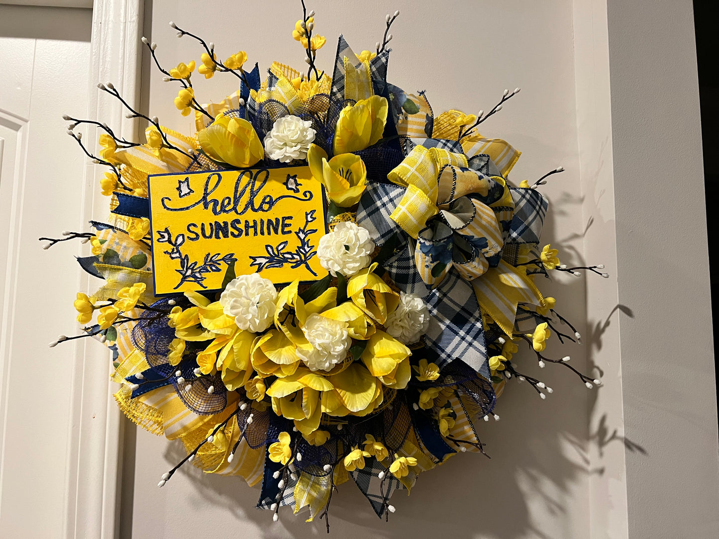 Welcome Wreath/Summer Wreath Floral Blue and yellow