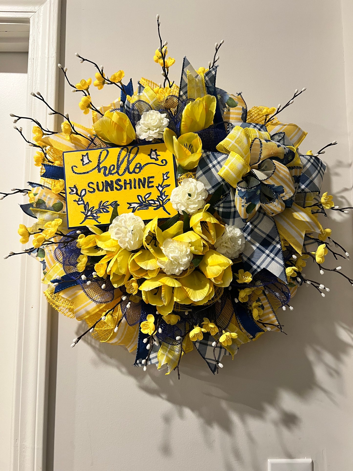 Welcome Wreath/Summer Wreath Floral Blue and yellow