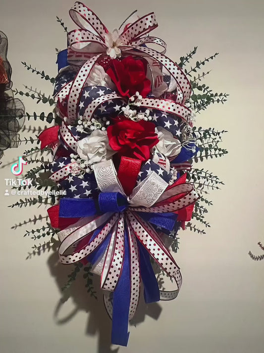 Patriotic|Fourth of July Swag Wreath